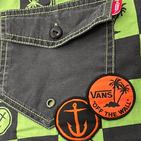 Mens Vans Off The Wall Black Green Mens Board Swim Short Green Checkered Size 38 - Picture 8 of 11